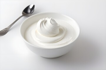 Fresh yogurt isolated on white background Generative AI illustration