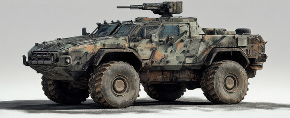 Military Armored Vehicle with Mounted Machine Gun