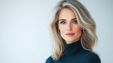 Naklejka premium Beautiful Blonde Woman Portrait with Blue Eyes