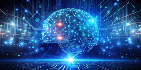 Obraz premium Machine learning concept showing algorithms, data processing, technology