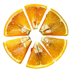 Slice of orange isolated on white and transparent background