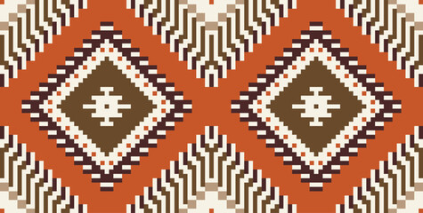 Pixel Arabic Floral Patternfolk Embroidery, Aztec Geometric Ornament Print. Design for Carpet, Wallpaper, Clothing, Wrapping, Fabric