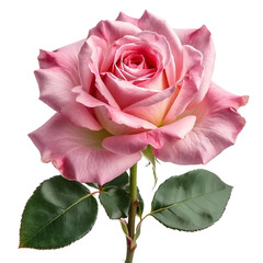 Pink rose isolated on white and transparent background