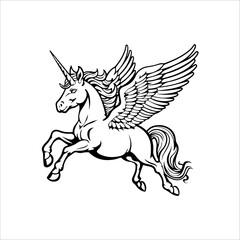 Obraz premium outline illustration of unicorn. Coloring page