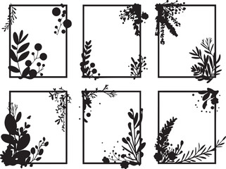 Hand drawn vector abstract outline,graphic,line art vintage baroque ornament floral frames set in minimalistic modern style.Baroque floral vintage outline design concept.Vector antique frame isolated.