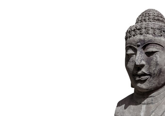 Bouddha de pierre sur fond blanc 
