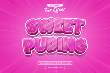 Sweet pudding editable text effect with pink background