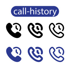 call histroy icon set on white background for use web and app design.