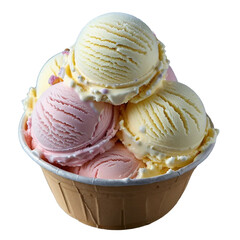 Vanilla cream with mint isolated on white and transparent background