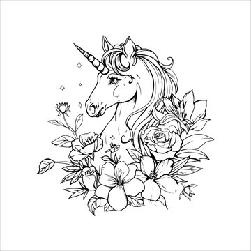 recommend clip art: outline illustration of unicorn. Coloring page