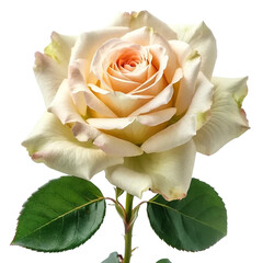 Single white rose isolated on white and transparent background