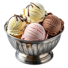 Ice cream in a bowl isolated on white and transparent background