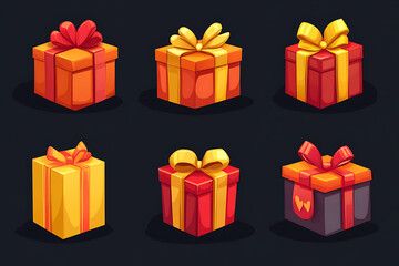 A collection of colorful gift boxes with bows, ideal for festive occasions.