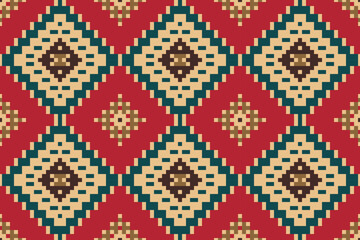 Folklore Traditional Log Cabin Quilt Patternfolk Embroidery, Aztec Geometric Ornament Print. Design for Carpet, Wallpaper, Clothing, Wrapping, Fabric