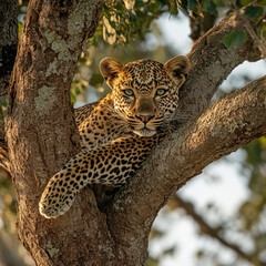 Obraz premium leopard resting on the tree