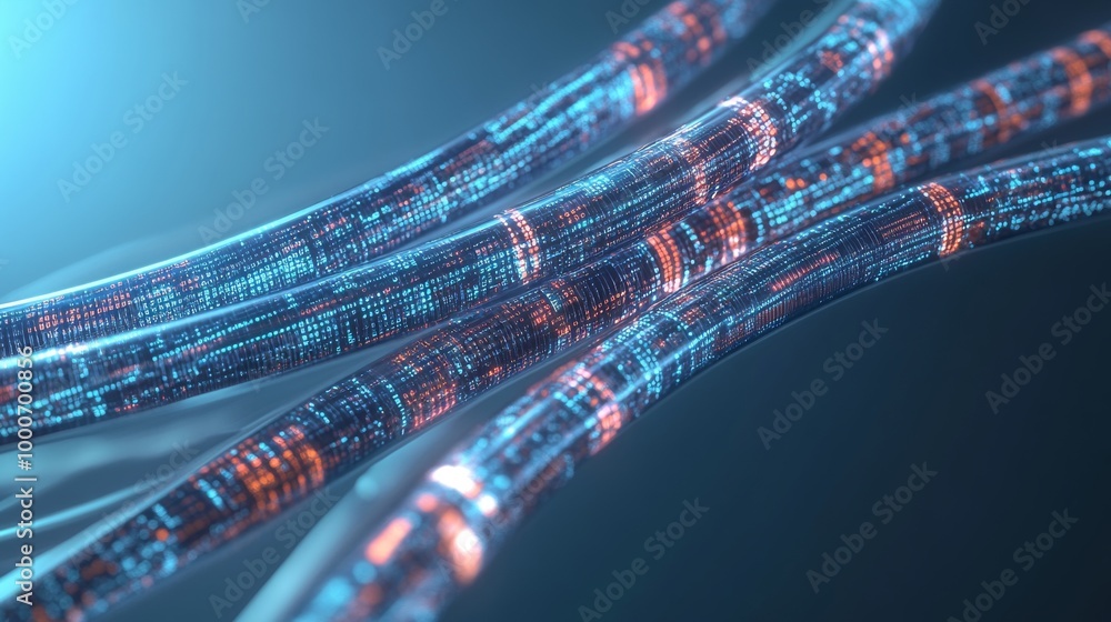 Aufkleber abstract digital tubes with glowing data code