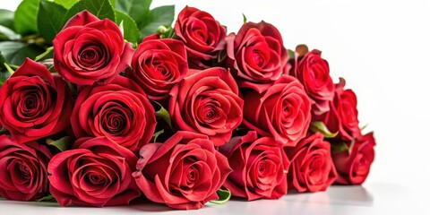 Beautiful bouquet of red roses on white background, roses, flowers, red, romantic, love, anniversary, celebration, elegant, gift