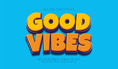 3d editable good vibes text effect graphic style template