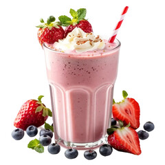 yogurt with berries isolated on white and transparent background