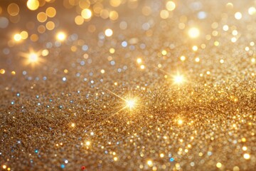 Golden glitter with blurred bokeh lights festive background