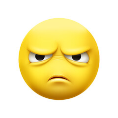Fototapeta premium Angry Emoji with Bold Brows, Isolated on Transparent or White Background