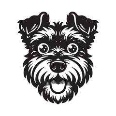 Kerry Blue Terrier Dog Face Clipart Design - Dog Face Logo - Kerry Blue Terrier Vector illustration in black and white
