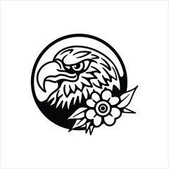 eagle flower illustration vector design