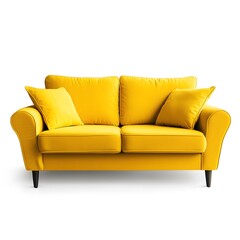 Yellow sofa isolated on a white background
