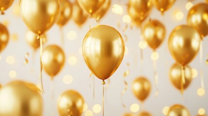 Shimmering golden balloons against a festive backdrop