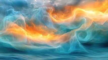 Obraz premium Abstract waves of vibrant colors in a dynamic seascape