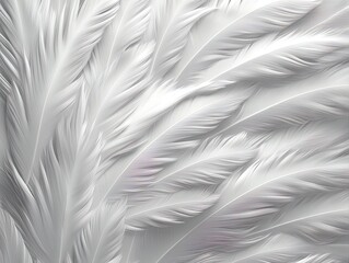 Fototapeta premium Elegant White Feather Arrangement: A Pristine Decorative Poster for Sporty Interiors, Showcasing Delicate Structure and Purity While Adding a Touch of Sophistication to Your Space.