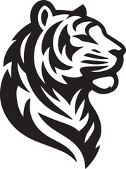 Tigers head front Exclusive Art Silhouette vector white black white background1.eps
