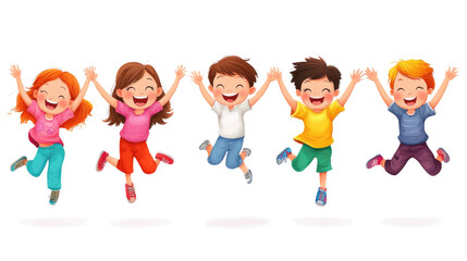 set of cartoon girls isolated on white background