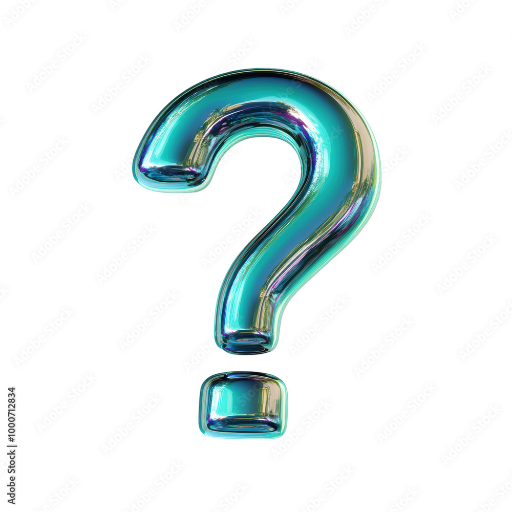 Poster bold 3d question mark: a vibrant, three-dimensional question mark with a glossy finish and a bright 