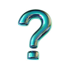 Naklejka premium Bold 3D Question Mark: A vibrant, three-dimensional question mark with a glossy finish and a bright color, such as blue or green. png, transparent background.