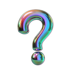 Bold 3D Question Mark: A vibrant, three-dimensional question mark with a glossy finish and a bright color, such as blue or green. png, transparent background.