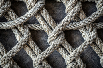 Intricate rope netting pattern creates rustic texture and nautical design