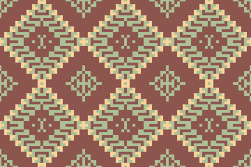 Printing Industry Double Ikat Patternfolk Embroidery, Aztec Geometric Ornament Print. Design for Carpet, Wallpaper, Clothing, Wrapping, Fabric