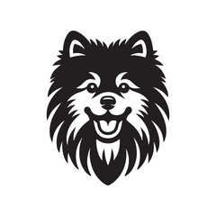 Fototapeta premium Keeshond Dog Face Clipart Design - Dog Face Logo - Keeshond Vector illustration in black and white