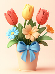 A bunch of 3D flowers isolated in the background