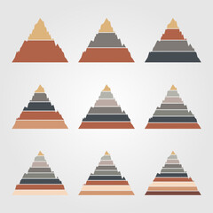 Minimalist mountain pyramid infographic set in earth tones