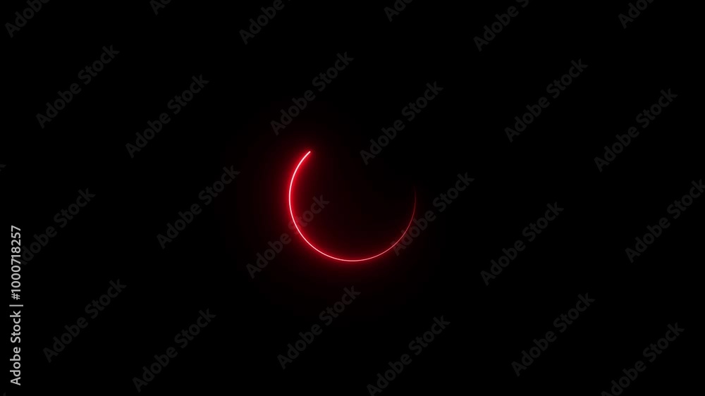 Poster neon circle loading animation video with black background.