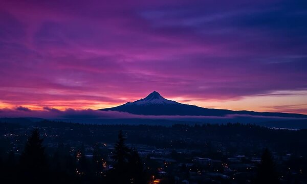 mount mt. hood, oregon. beautiful sunset view from mount hood.