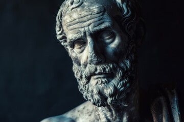 Detailed sculpture of an ancient greek philosopher