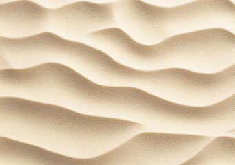Aerial view of smooth wavy sand texture forming a desert background
