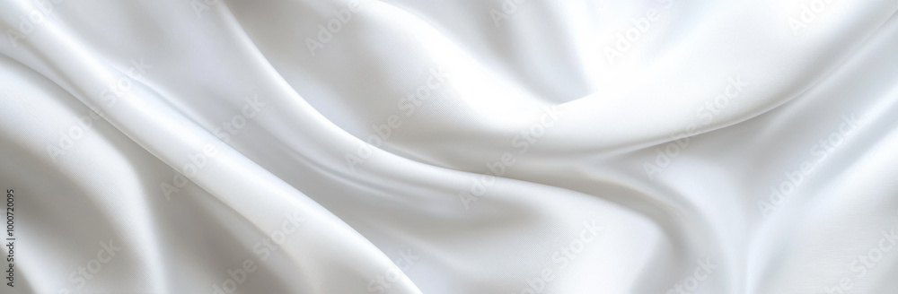 Poster White satin fabric flowing creating soft smooth waves background