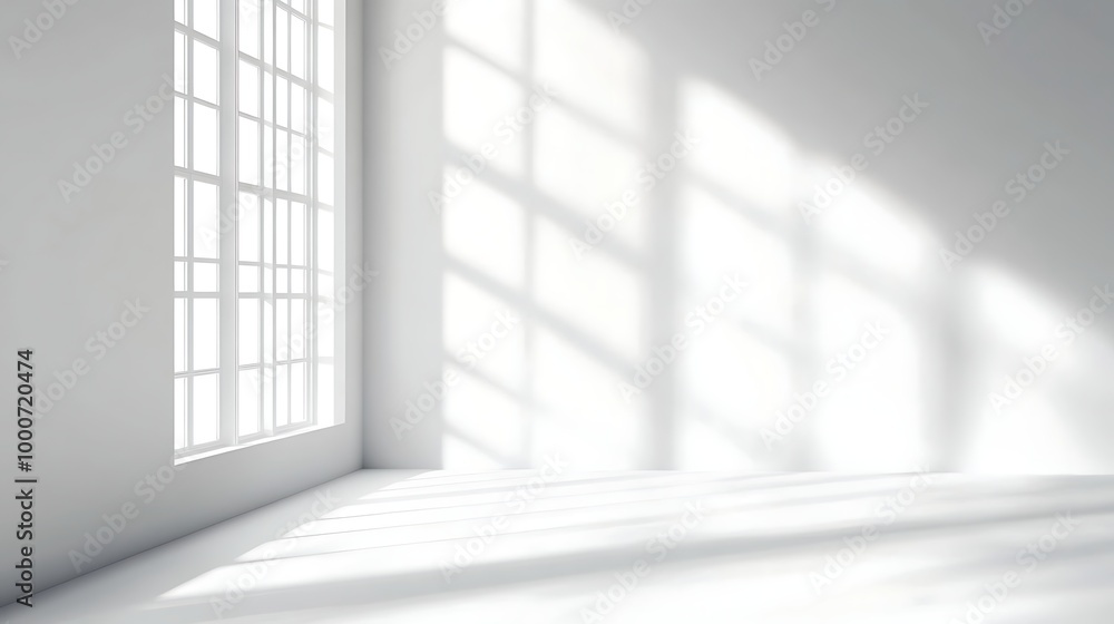 Fototapete realistic and minimalist blurred natural light windows shadow overlay on wall paper texture abstract