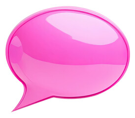 Shiny pink speech bubble isolated on white background