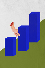Vertical photo collage of hands hold chart development statistics success promotion aim improvement...