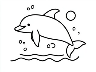 simple black and white illustration of a fish swimming in water